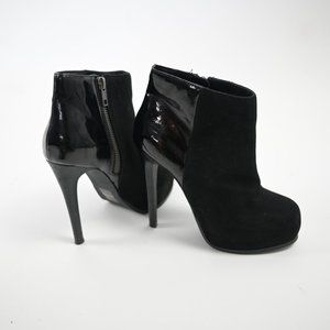 Velor and Vinyl ankle heel